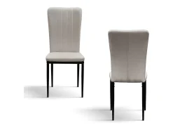 Lote de 6 sillas de tela beige y patas de metal negro - AMSTERDAM