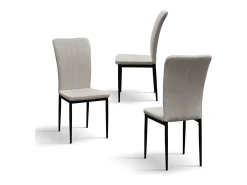 Lote de 6 sillas de tela beige y patas de metal negro - AMSTERDAM