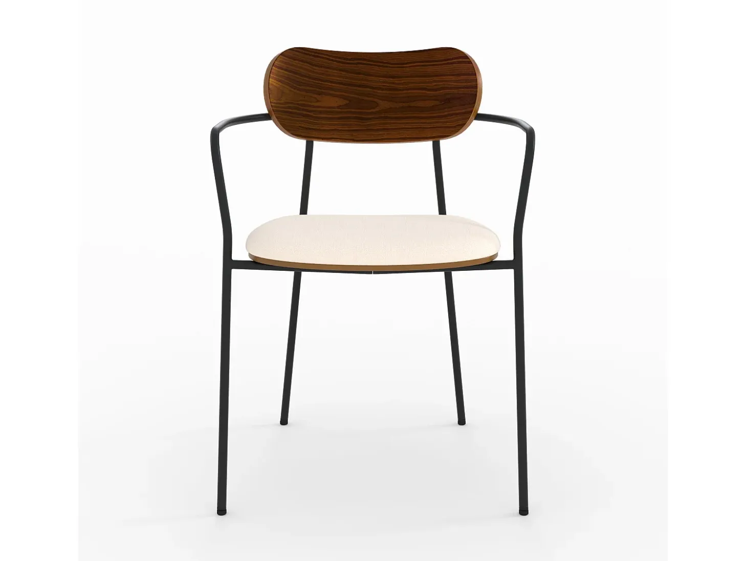 Lote de 2 sillas de tela beige y chapa de madera oscura - Marine