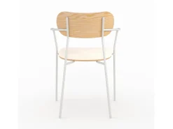 Lote de 2 sillas de tela beige y chapa de madera clara - Marine