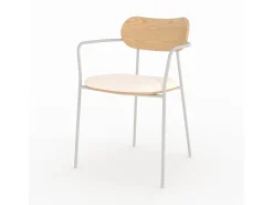 Lote de 2 sillas de tela beige y chapa de madera clara - Marine