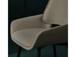 Lote de 6 sillas de tela beige H81 cm - HORTENSE