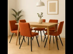 Lote de 4 sillas de tela con patas de metal negro L47 cm - MERY