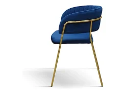 Lote de 2 sillas de tela efecto terciopelo azul, estructura dorada - ORCHIES