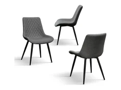 Lote de 4 sillas de tela gris y patas de metal negro - VIENA