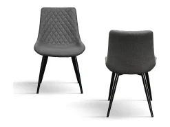 Lote de 4 sillas de tela gris y patas de metal negro - VIENA