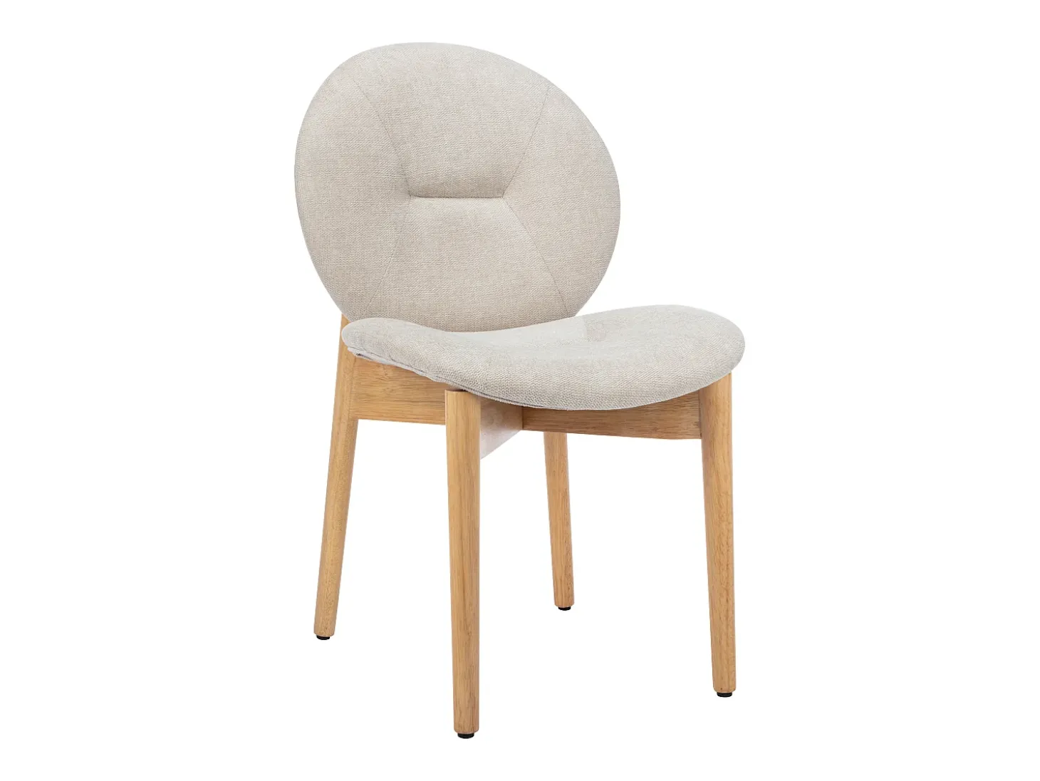 Lote de 6 sillas de tela y madera de hevea - Beige - ISADIO