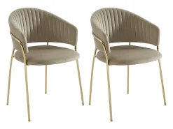 Lote de 2 sillas de terciopelo y metal dorado - Beige - MADOLIA