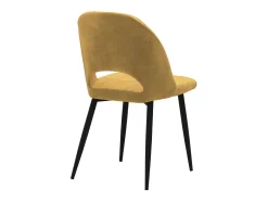 Lote de 2 sillas de terciopelo amarillo con patas de metal negro