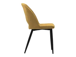 Lote de 2 sillas de terciopelo amarillo con patas de metal negro