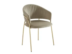 Lote de 6 sillas de terciopelo y metal dorado - Beige - MADOLIA