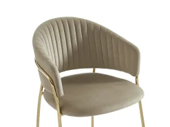 Lote de 6 sillas de terciopelo y metal dorado - Beige - MADOLIA