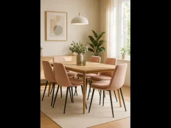 Lote de 4 sillas diseño Yam – Tejido a rayas rosa