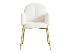 Lote de 2 Sillas en felpa - patas de metal dorado - silla de tocador - silla de comedor - Beige