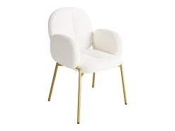 Lote de 2 Sillas en felpa - patas de metal dorado - silla de tocador - silla de comedor - Beige