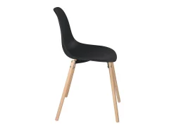 Lote de 4 sillas escandinavas de cocina diseño, asiento de plástico flexible, patas de madera de haya clara OVA (negro)