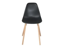 Lote de 4 sillas escandinavas de cocina diseño, asiento de plástico flexible, patas de madera de haya clara OVA (negro)