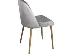 Lote de 2 sillas para salón o comedor, terciopelo acolchado, patas de metal color madera clara DIMA (gris)