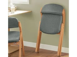 Lote de 2 Sillas Plegables de Madera con Asiento y Respaldo Tapizado Sillón para Cocina Oficina Gris Oscuro47 x 60 x 77 cm FST92-SGx2 SoBuy ES