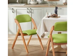 Lote de 4 Sillas Plegables de Madera con Asiento y Respaldo Tapizado Sillón para Cocina, Oficina 47 x 60 x 77 cm Verde FST92-GRx4 SoBuy ES
