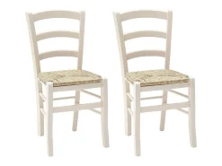 Lote de 2 sillas rellenas de madera blanca 43x42x88 cm - CENISIA