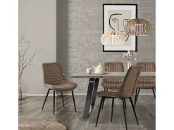 Lote de 6 sillas Sillas de comedor Silla de cocina Sillas de salón PU imitación piel marrón