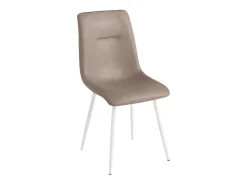Lote de 2 sillas "Zaren" acolchadas de ecopiel gris tórtola con estructura blanca cm 45x59 90h