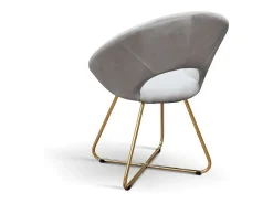 Lote de 2 sillones de tela efecto terciopelo gris, base dorada - ZANTE