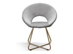 Lote de 2 sillones de tela efecto terciopelo gris, base dorada - ZANTE