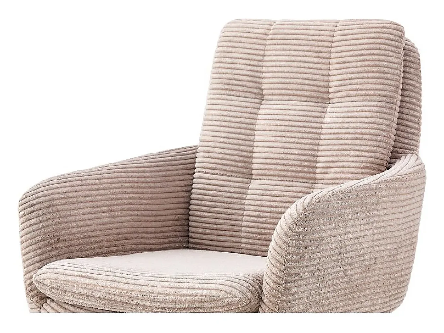 Lote de 2 sillones KAVIRA – Terciopelo acanalado en color arena – Patas de metal – Con reposabrazos – Diseño cálido y moderno