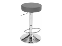 Lote de 2 taburetes de bar redondos, asiento de símil cuero acolchado, giratorio y altura regulable, base cromada YO (gris oscuro)