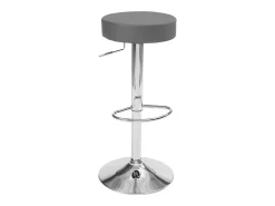 Lote de 2 taburetes de bar redondos, asiento de símil cuero acolchado, giratorio y altura regulable, base cromada YO (gris oscuro)