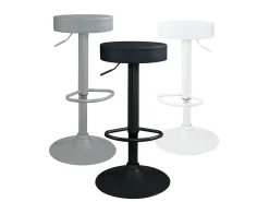 Lote de 2 taburetes de bar redondos, asiento de cuero sintético acolchado, giratorio, altura ajustable YO (gris total)