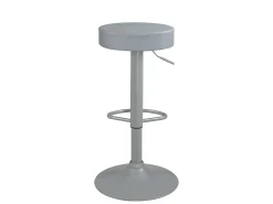 Lote de 2 taburetes de bar redondos, asiento de cuero sintético acolchado, giratorio, altura ajustable YO (gris total)