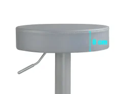Lote de 2 taburetes de bar redondos, asiento de cuero sintético acolchado, giratorio, altura ajustable YO (gris total)