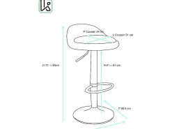 Lote de 2 taburetes de bar para cocina, asiento de cuero sintético, respaldo bajo, giratorio, altura ajustable, base de cromo SATI (blanco)