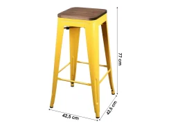 Lote de 4 taburetes de bar estilo vintage en metal, color amarillo - Colección LIVE