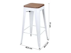 Lote de 4 taburetes de bar estilo vintage en metal, color blanco mate – Colección LIVE
