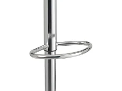 Lote de 2 taburetes de bar de diseño, asiento con respaldo bajo, cojín de cuero sintético, giratorio, altura ajustable, base de cromo SIG (blanco)