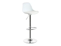 Lote de 2 taburetes de bar de diseño, asiento con respaldo bajo, cojín de cuero sintético, giratorio, altura ajustable, base de cromo SIG (blanco)
