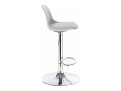 Lote de 2 taburetes de bar de diseño, asiento con respaldo pequeño y cojín de cuero sintético, giratorio, altura ajustable, base cromada SIG (gris)