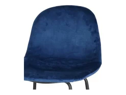 Lote de 4 taburetes de bar con respaldo de terciopelo azul y estructura de metal colección LALY - Estilo industrial
