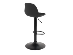 Lote de 2 taburetes de bar negros, asiento con respaldo pequeño y cojín de símil cuero, giratorio y altura regulable SIG (negro integral)