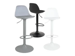 Lote de 2 taburetes de bar negros, asiento con respaldo pequeño y cojín de símil cuero, giratorio y altura regulable SIG (negro integral)