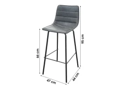 Lote de 2 taburetes de bar con respaldo de efecto cuero gris cuarzo colección NETS - Estilo industrial