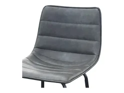 Lote de 2 taburetes de bar con respaldo de efecto cuero gris cuarzo colección NETS - Estilo industrial