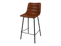 Lote de 2 taburetes de bar con respaldo efecto cuero canela colección NETS - Estilo industrial