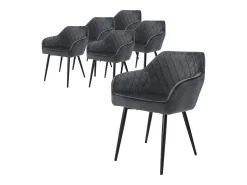 Lote 6x sillas de comedor tapizadas en terciopelo antracita sillones de salón
