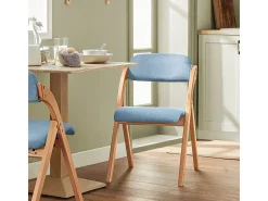 Lotre de 4 Sillas Plegables de Madera con Asiento y Respaldo Tapizado Sillón para Cocina, Oficina 47 x 60 x 77 cm Azul FST92-BLx4 SoBuy ES