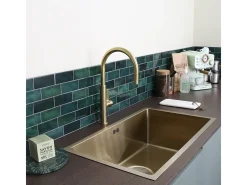 Luisa fregadero 1 cubeta grande 76x45 en acero inoxidable oro cepillado Essebagno